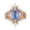 Luxury European and American Flower Pair Ring, Blue Zircon Crown Ring, Female Ring.