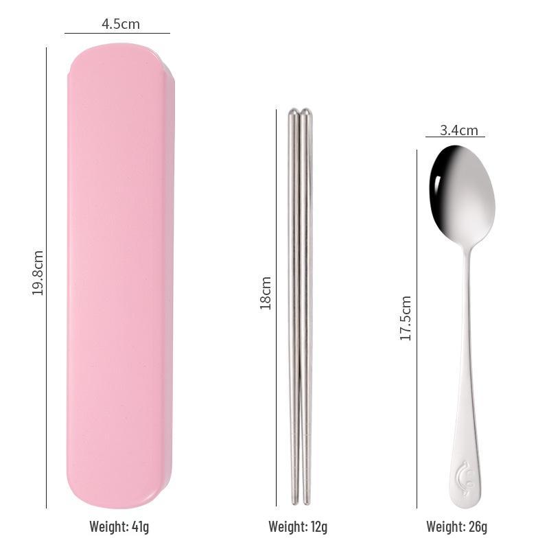 Portable Stainless Steel Cutlery Set: Fork, Spoon & Chopsticks - Ideal for Students & Outdoor Use