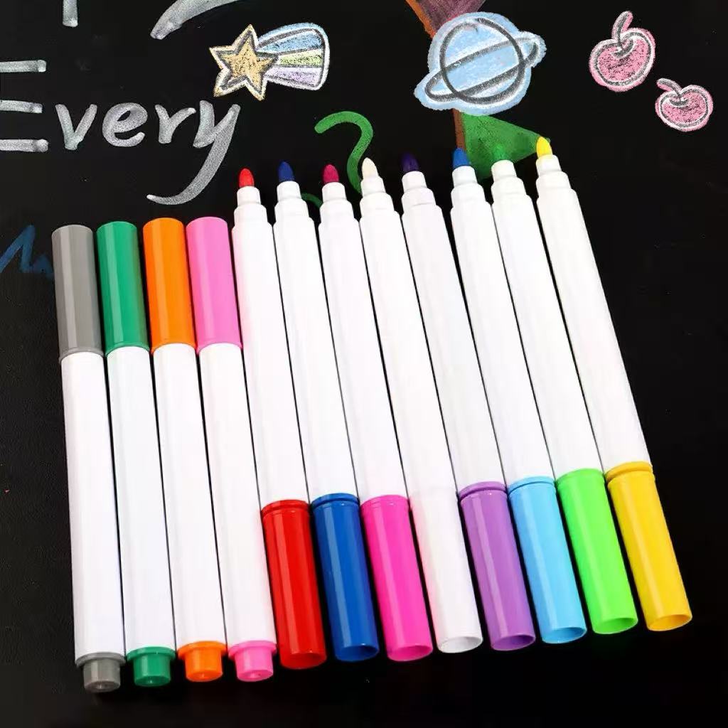 12pcs Colorful Liquid Chalk, Dust-free Erasable Fluorescent Light Board Pen, Graffiti Painting Blackboard Pen