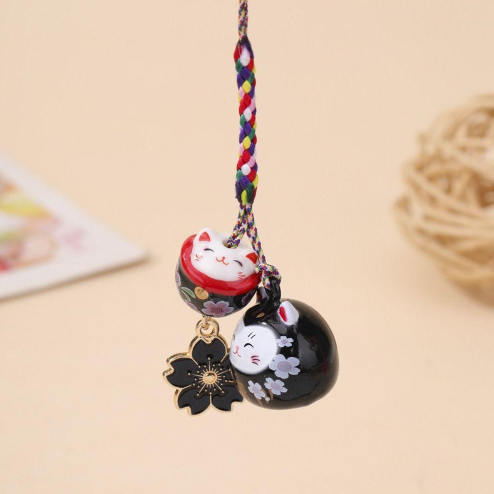 Cherry Blossom Lucky Cat Pendant Fantastic Phone Strap Unique Maneki Neko Key Chain  Women