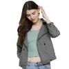 Campus Sutra Womens Grey Dry-Washed Denim Cotton Jacket Regular Fit For Casual Wear, Collared Neck, Double-Breasted, Sty