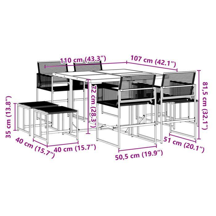VidaXL Garden Dining Set 9 Pcs Black Wicker 3295053