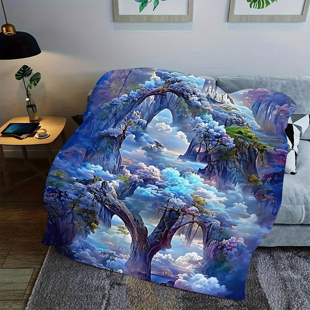 1 Person Natural Wonderland Printed Blanket - Lightweight flannel Throw sofa, bed, travel, camping, living room, office, sofa