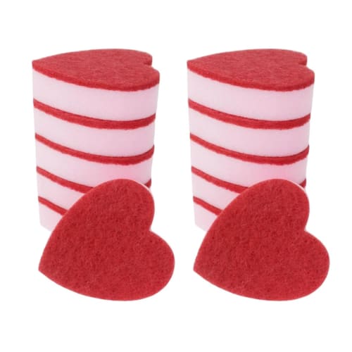 

Perastra Heart-Shaped Sponge, Double-Sided Kitchen Scrubber for Dishes, Pots, Pans, and General Household Cleaning, Pink (12-Pack)