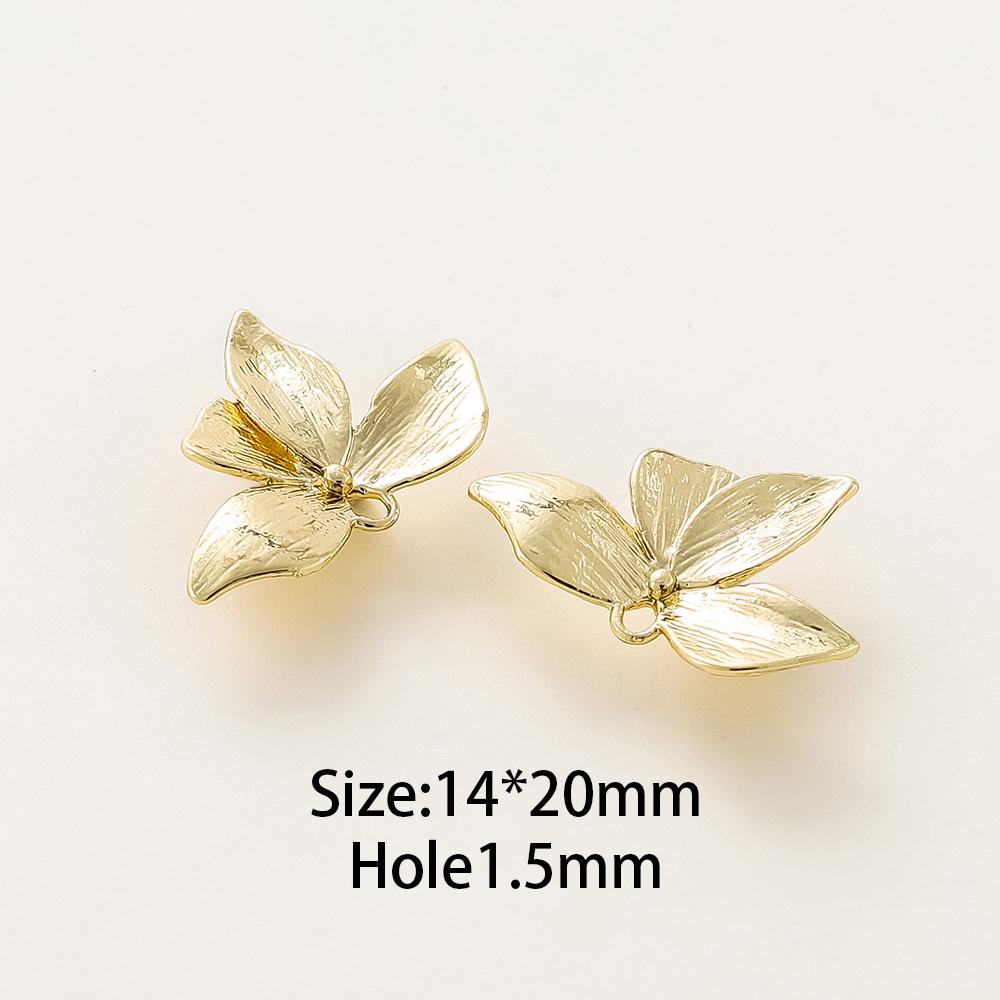 6pcs/lot 14K 18K Gold Plated Leaves Charm Brooch Pin Pendants Earings Decorate Pendants For DIY Jewelry Handemade Supplies