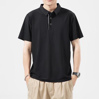 T-shirt a maniche corte da uomo in seta ghiacciata, fresca, polo, ad asciugatura rapida, top ampio, alla moda e versatile