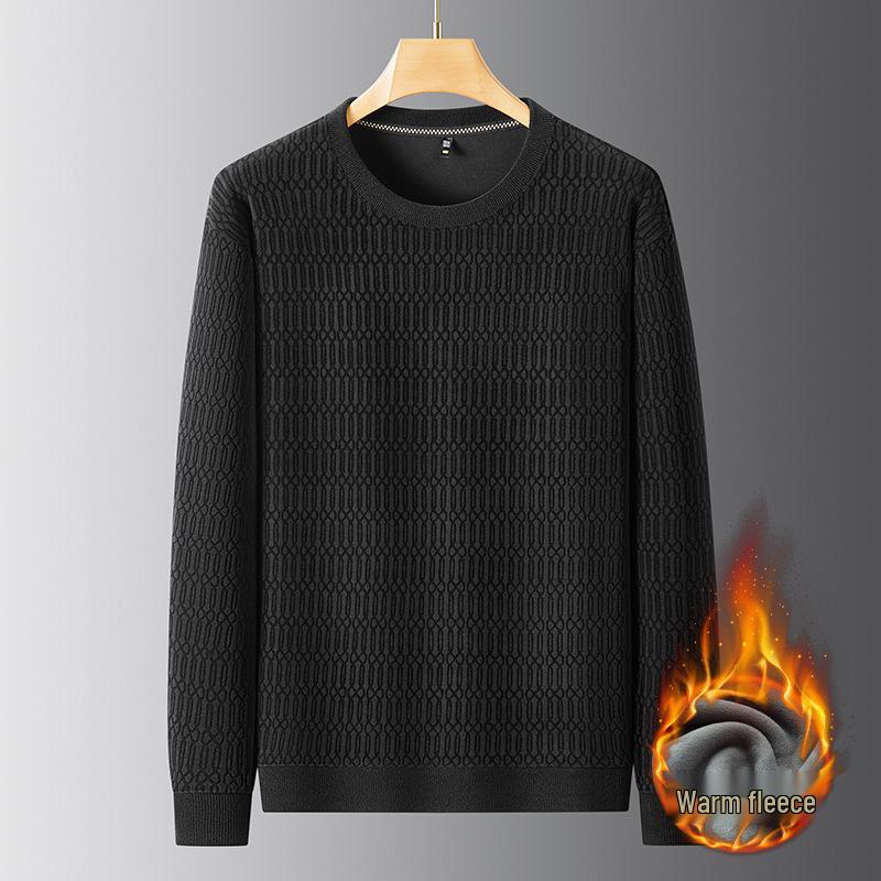 2025 Men's Round Neck Fleece-Knit Loose Fit Long Sleeve Winter Base Layer