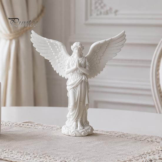 Tisch-Engelsstatue 3D-gedruckte betende Figur, Retro-Schutzengel-Statue Ornament, Künstlerische geflügelte Frauendekoration für Zuhause, Büro, Einweihung