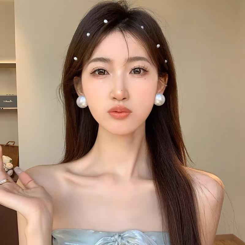 Oversized Alloy Faux Pearl Earrings Statement Drop Earring Studs Women Fashion Jewelry