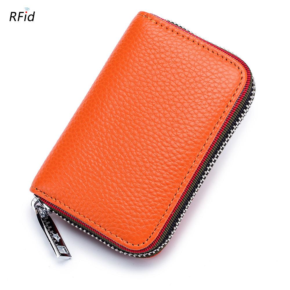 Stylish RFID Accordion Leather Card Holder with Zipper