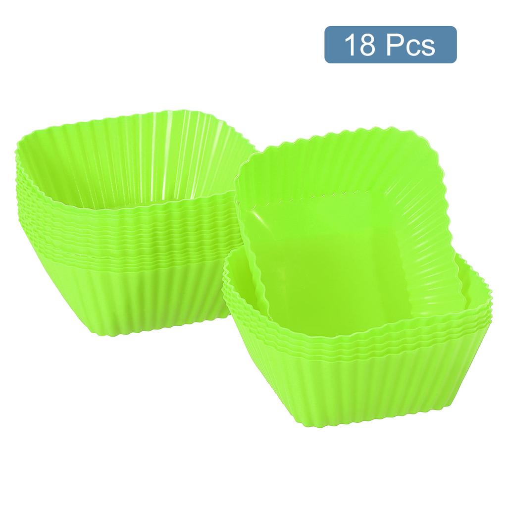 18/36pcs Square Reusable Silicone Cupcake Liners Silicone Cake Mold Muffin Cupcake Baking Molds for Wedding Birthday Party