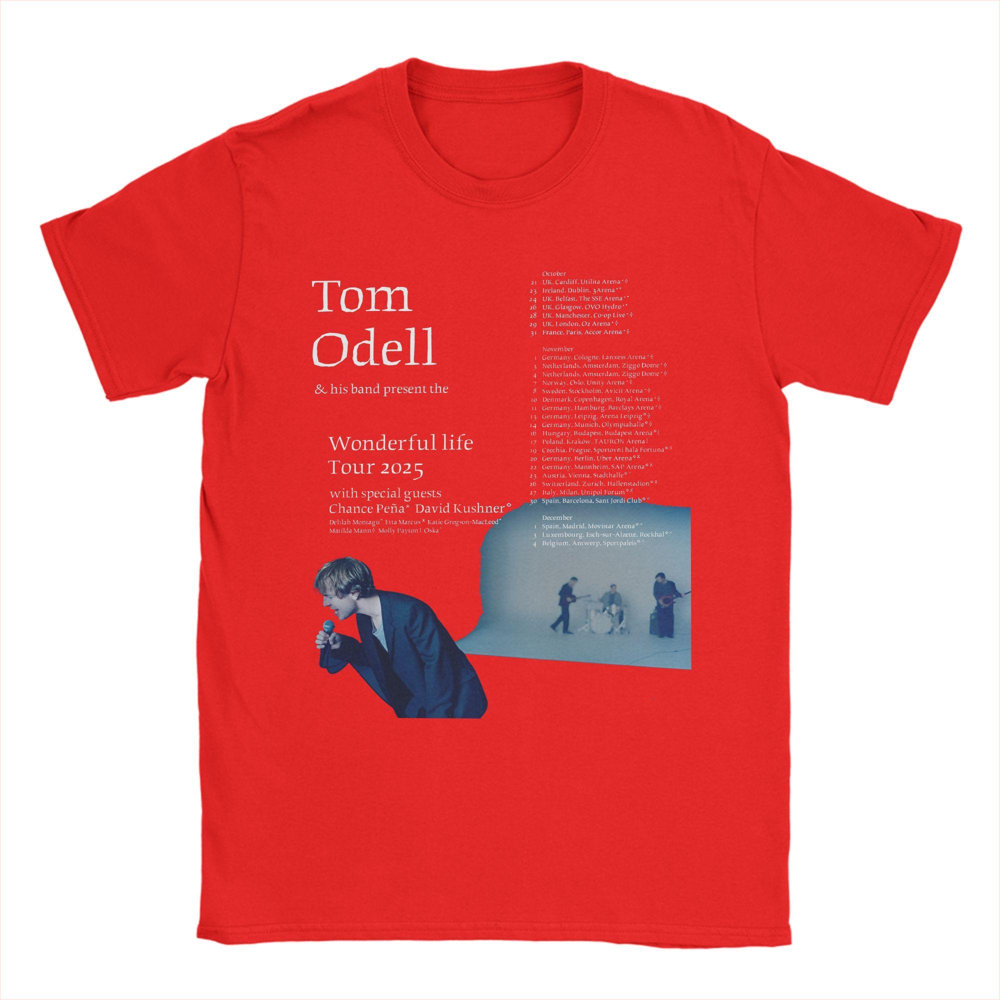 Футболка Tom Odell The Wonderful Life Tour 2025 для мужчин и женщин с графическим принтом Хлопковая одежда S