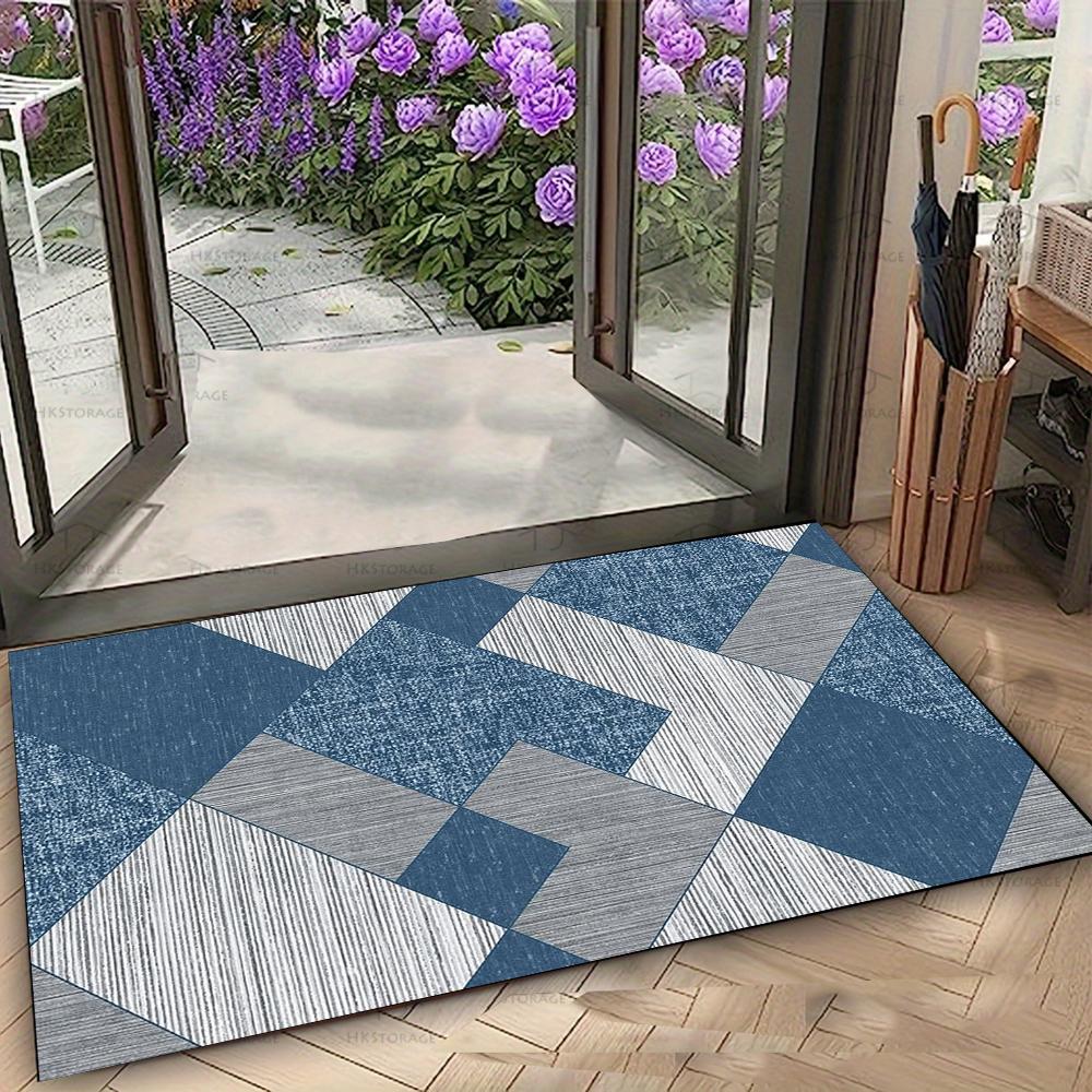 Geometrisch Kleurblok Houtnerf Tapijt Retro Meerkleurig Geruit Antislip Entree Vloermat Modern Abstract Gestreept Wasbaar Tapijt 40x60cm