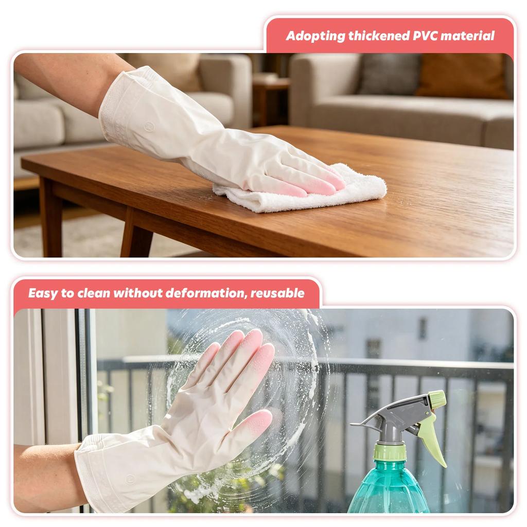 Kitchen Gloves Reusable Household Cleaning Gloves Water Resistant Skin Friendly Kitchen Dishwashing Gloves for Bathroom Cleaning