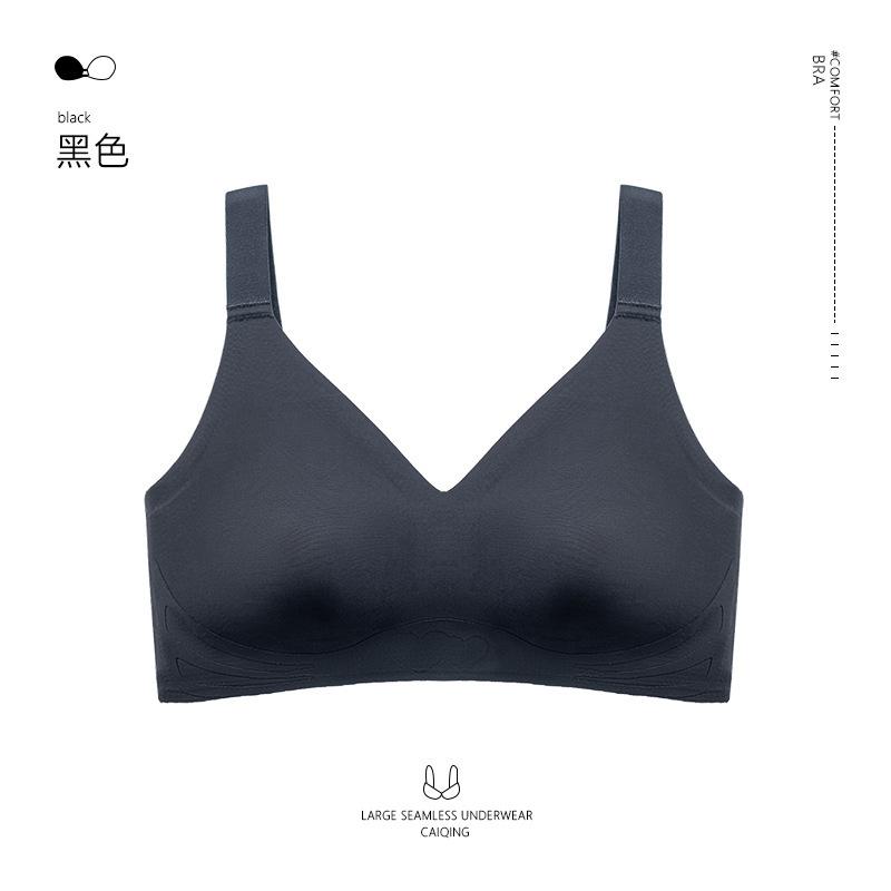 

Traceless underwear women s secondary breasts anti-sagging large size no steel ring sleep bra cover 105C чорний