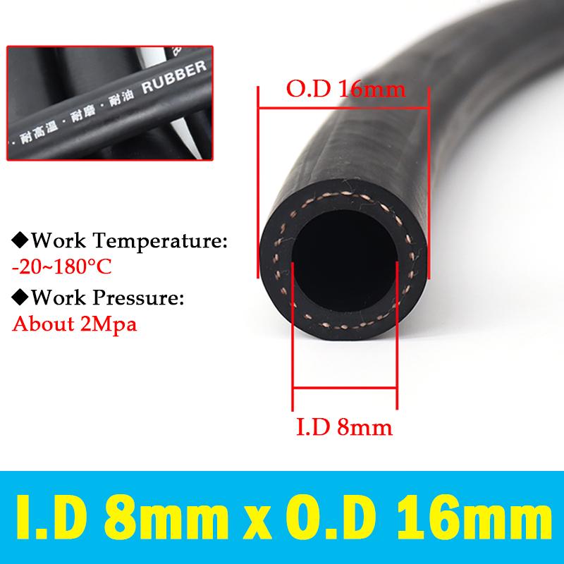 1m/Lot I.D 6-32mm Black High Pressure Rubber Hose Automobile Cylinder Vacuum Explosion-proof Hose Corrosion Resistant Oil Tube