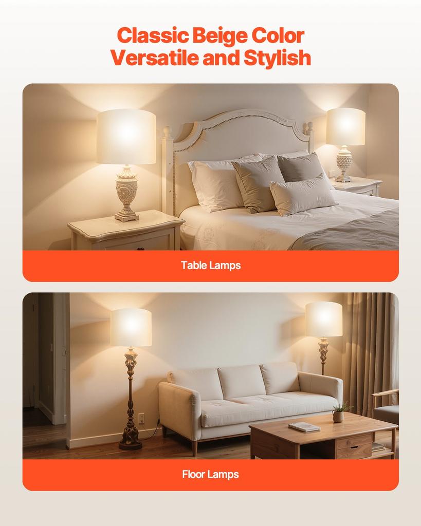 VEVOR Drum Lamp Shade 2 Set, 16 in Top x 16 in Bottom x 12 in High, Large Lampshade with Harp