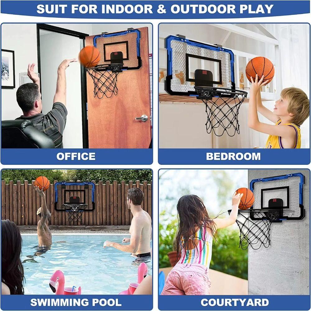 With Electronic Scoreboard Indoor Play Basketball Goal Kids Basketball Training Toys  Home Use