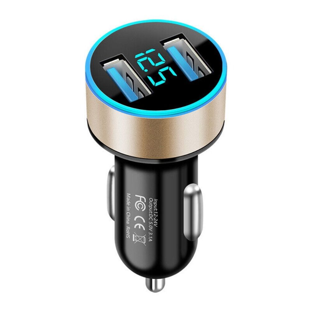 Phone LED Voltmeter Socket Cigarette Lighter For iPhone For Samsung 2-Port Adapter Car Charger