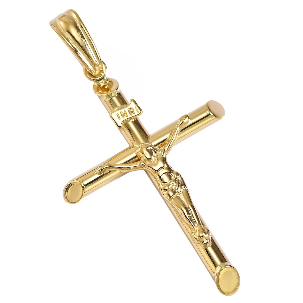 Speranza 18K Gold Christ Cross Pendant Top, Engraved, Medium