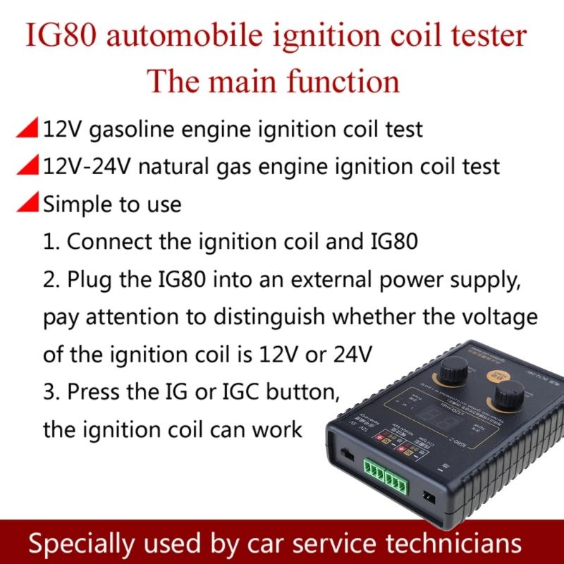 12V~24V IG80 Detector Profesional Bobină de Aprindere Auto Tester Motor pe Gaz Natural Instrument de Diagnosticare și Reparare Vehicule