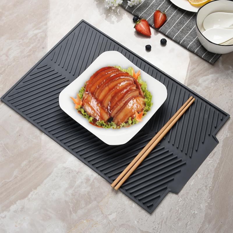 Kitchen Silicone Drain Pad Storage Dish Cup Drying Mat Drainer Tray Non-Slip Pans For Tableware Anti-Scald Potholder Placemat