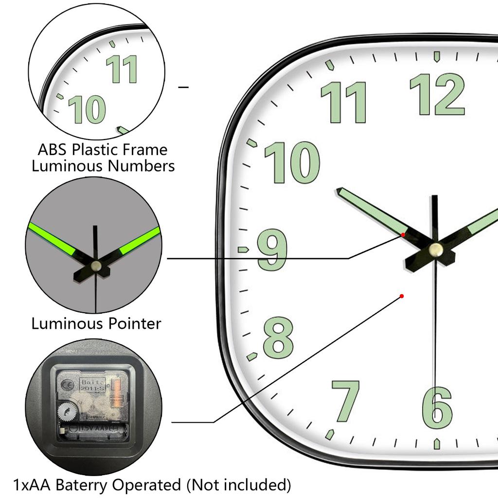 1PC Square Luminous Wall Clock Modern Simple Light Luxury Creative Clock for Bedroom Living Room Quartz Clock Silent Wall Watch