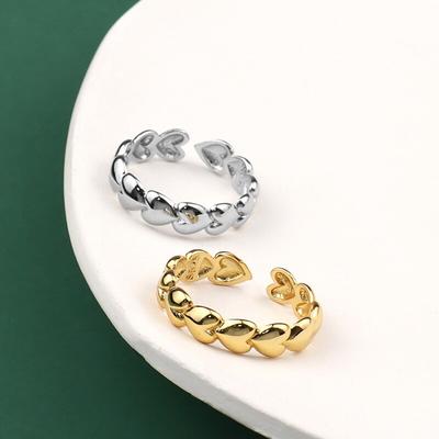 Pierścionki Stackingowe ze Srebra Próby 925 z Serduszkami Złote dla Kobiet Minimalistyczna Biżuteria Pierścionek dla Najlepszego Przyjaciela Męski