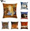 Retro Cat Series Linen Pillowcase Sofa Home Decoration Car Cushion Cover Linen Pillowcase Decoration 45*45Cm