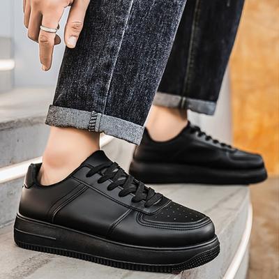 Black Men's Platform Sneakers All-match Breathable Height-enhancing Casual Shoes New Outdoor Fashion Skateboard Shoes Tenis 2025