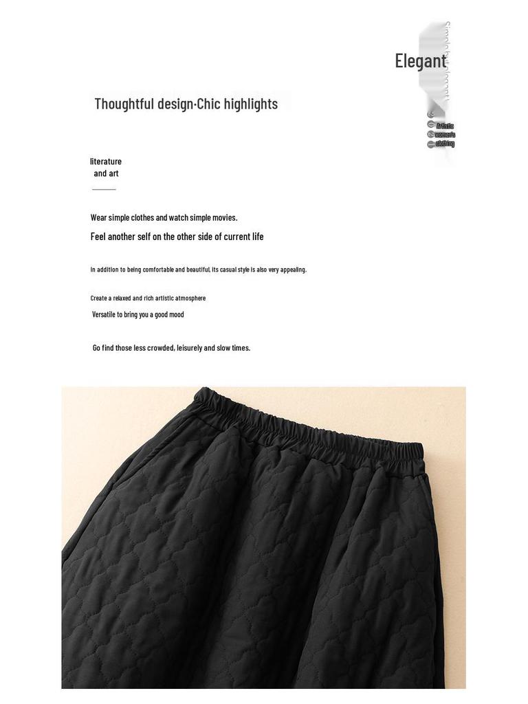 2025 A/W Plus Size Cotton-Padded Tulip Slimming Skirt: Women's Thickened Artistic Half Skirt