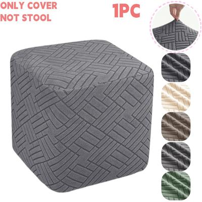 1Pc Jacquard Square Ottoman Cover Stretch Soft Footrest Slipcovers Anti-Slip Removable Footstool Cover For Home Living Room