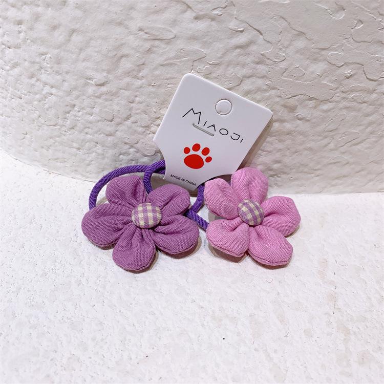 Kawaii Coffee Flower Bow Scrunchie Child Girl Kids Cute Elastic Hair Rubber Band Accessories Tie Hair Ring Rope Holder Headdress