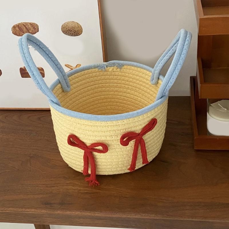 Large Capacity Cotton Rope Basket for Organizing Home Office Supplies Large Capacity Snacks Organizer Bedroom Decoration