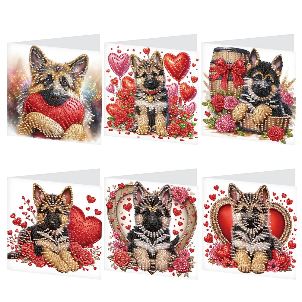 6Pcs Colorful Pattern DIY Diamond Painting Greeting Card with Envelope Diamond Birthday Blessing Card for Friend Family Lover