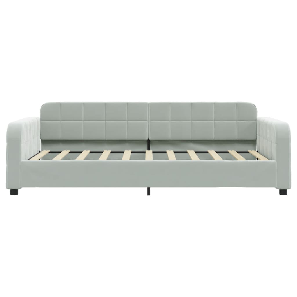Pull Out Daybed with Drawers Light Grey 90x190 Cm Velvet
