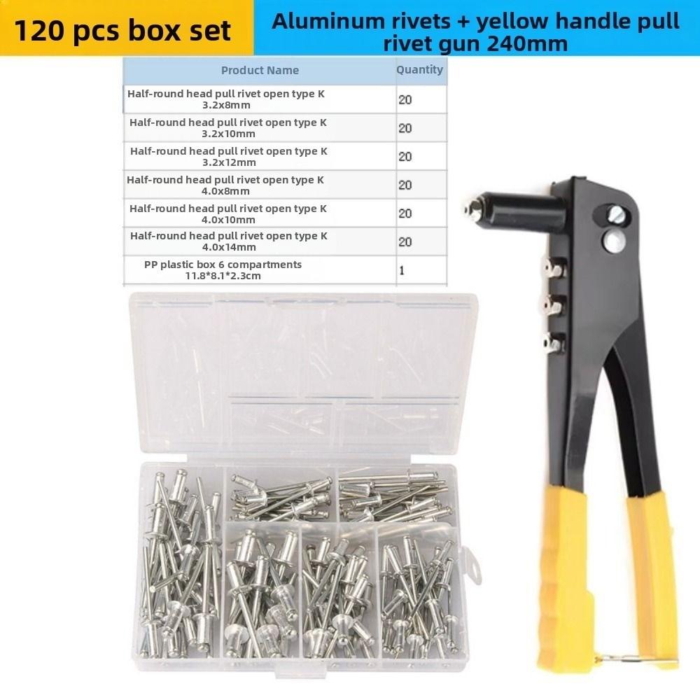 120Pcs Manual Riveter Set Heavy Duty Pressure Rivet Nut Tool Kit Manual Riveter  DIY Projects