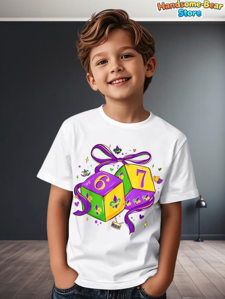 Kids Clothes Carnival Festival Funny 67 Meme Print Short Sleeve Tees Boys Girls Party T-Shirt Casual Cartoon Children Clothing
