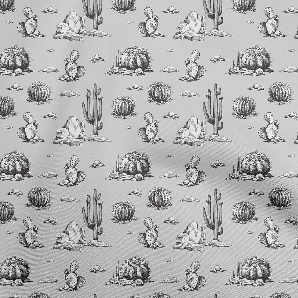 oneOone Georgette Viscose Gray Fabric Cactus Craft Projects Decor Fabric Printed By The Yard 42 Inch