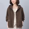 Women's Hooded Jacket: 2024 Spring/Autumn, Loose Fit, Plus Size, Casual Cardigan for Middle-Aged Moms