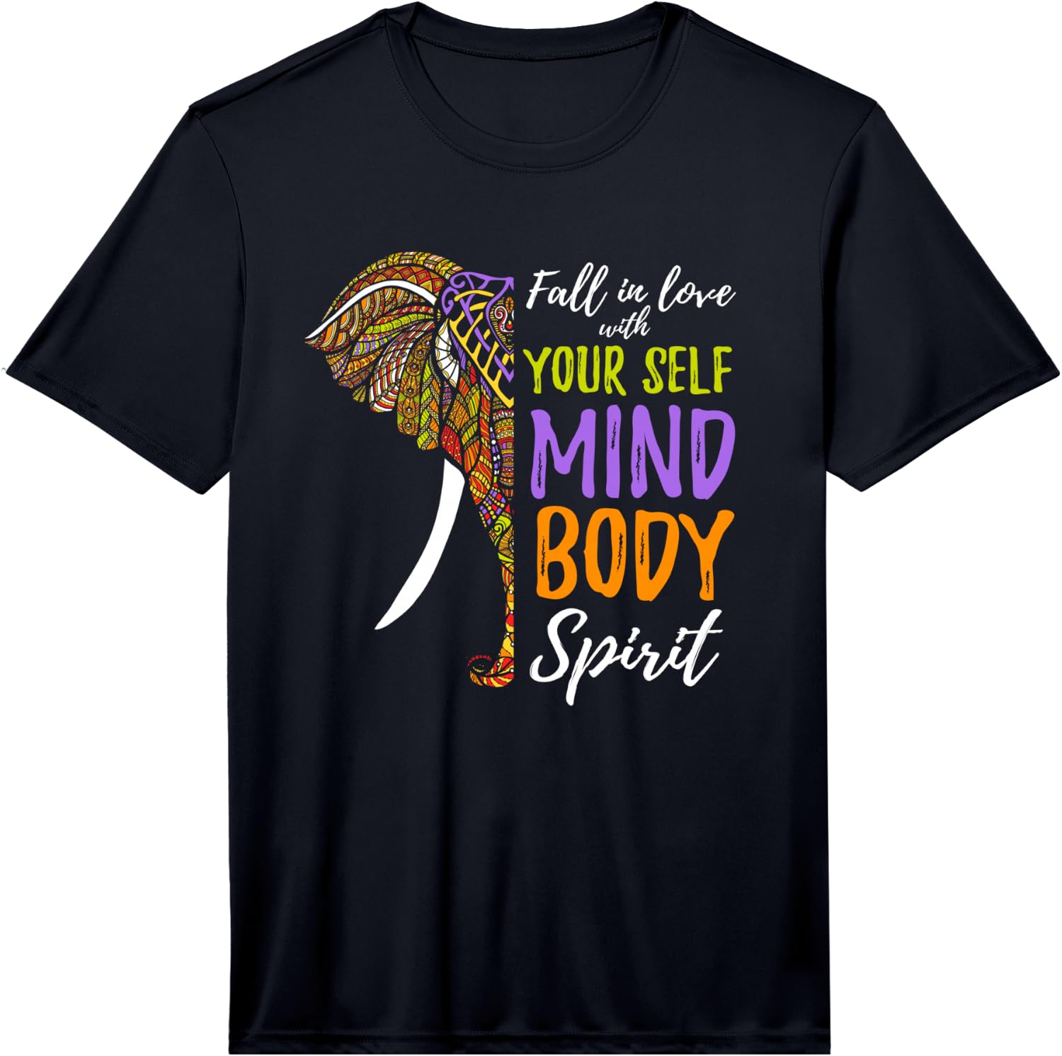 Yoga Love Your Body Mind Spirit Meditation Elephant Ganesha Performance Unisex T-Shirt XXL