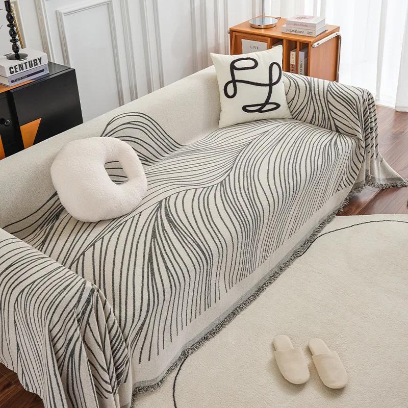 

EIFLOY Полосатый шенилловый диван-полотенце с кушеткой 1, 2, 3-местный чехол для дивана Универсальный чехол для мебели, кресел, цельный мягкий чехол 180x130cm