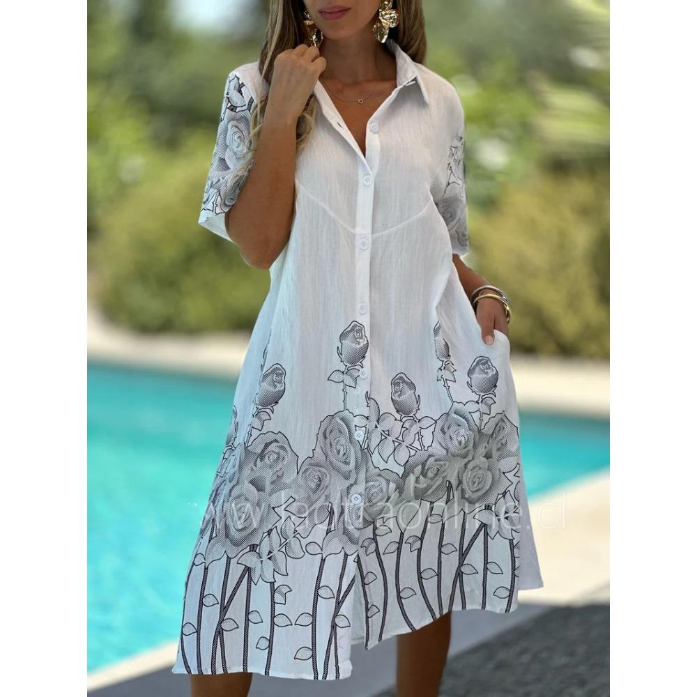 

Новое летнее платье с принтом свободное, повседневное и модное для женщин размера плюс. S