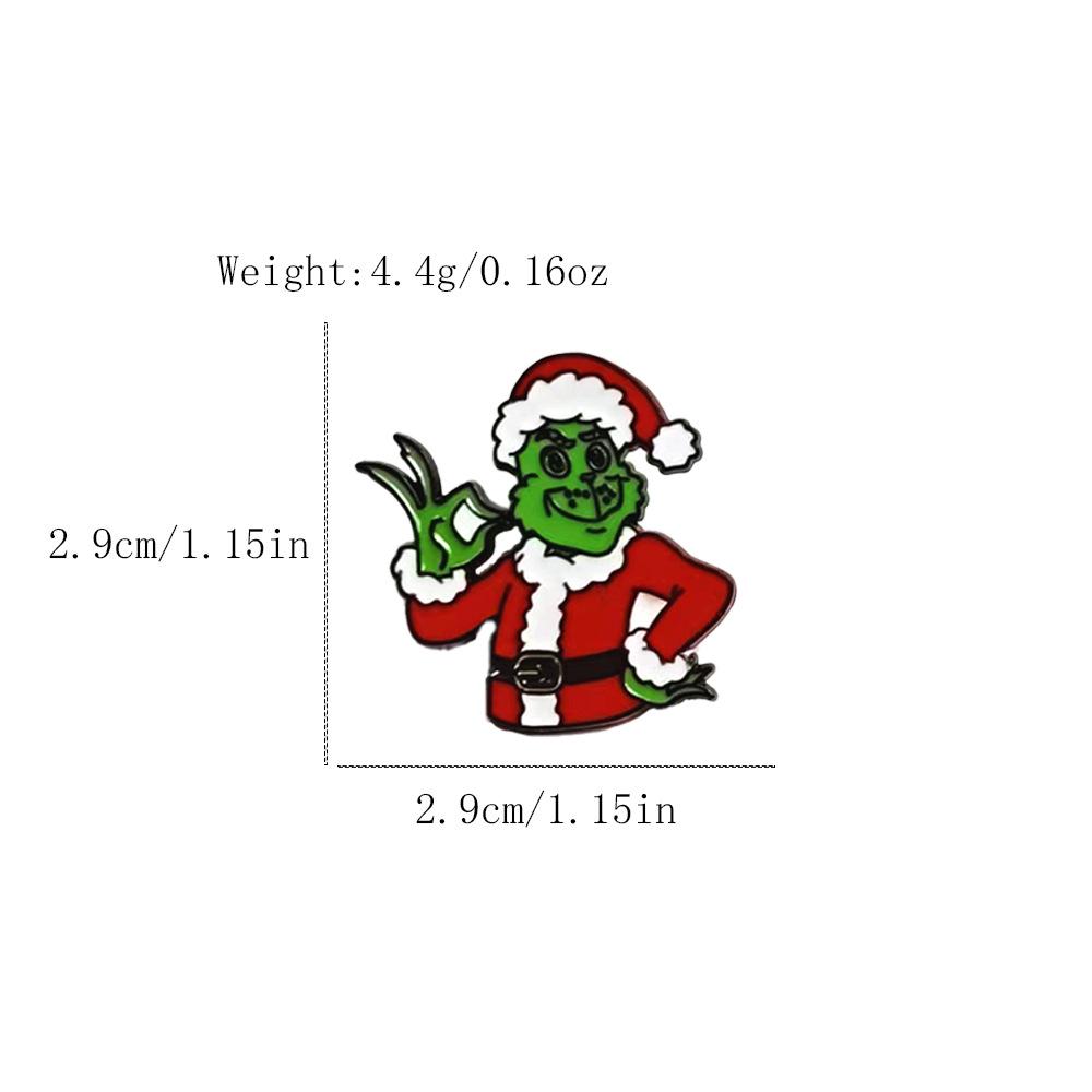 Grinch Cartoon Brooch: Cute Green Monster Anime Pin Decoration