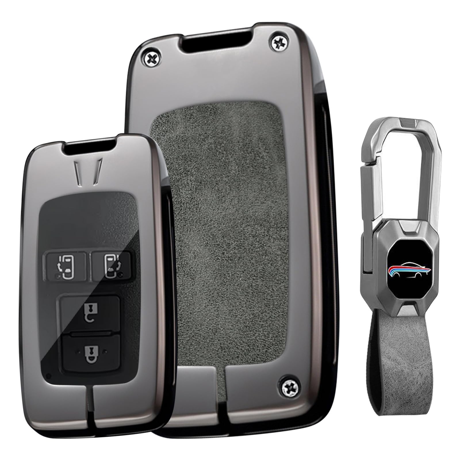 KUNIO Toyota Key Case Smart Key Holder Leather Zinc Alloy серый