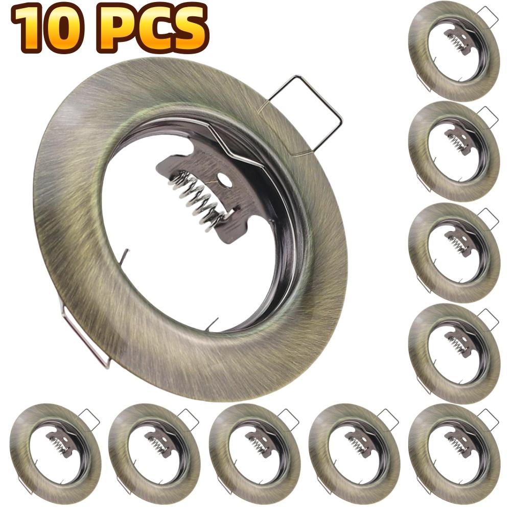 6/10pcs Round Recessed LED Ceiling Downlight Mounting Frame MR16 GU10 Bulb Replaceable Spot Lamp Holder Socket Fitting Fixtures