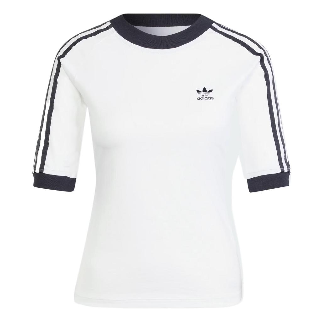 Adidas Adicolor Ringer Comfortable Soft Casual Versatile Short Sleeve Breathable Raglan T-Shirt Women Tops White JD4969