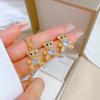 Bear Micro-Inlaid Necklace Earrings Set, Light Luxury Micro-Inlaid Personality Temperament Banquet Earrings, Necklace Combination