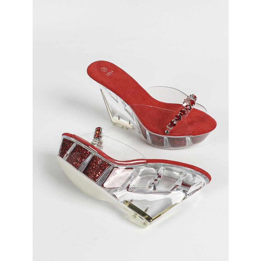 Damskie seksowne sandały na platformie Obcas 11CM Klub nocny Wysokie obcasy Modne Klub nocny Przezroczysty kryształ Bankietowy kryształ LFD-1101-Q2