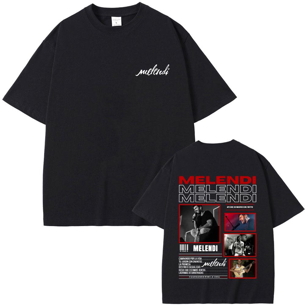 Melendi Tour 2025 Album Print T Shirt Men Women Vintage Gothic Oversized Cotton Tshirt Male Hip Hop Fashion T Shirts Streetwear
